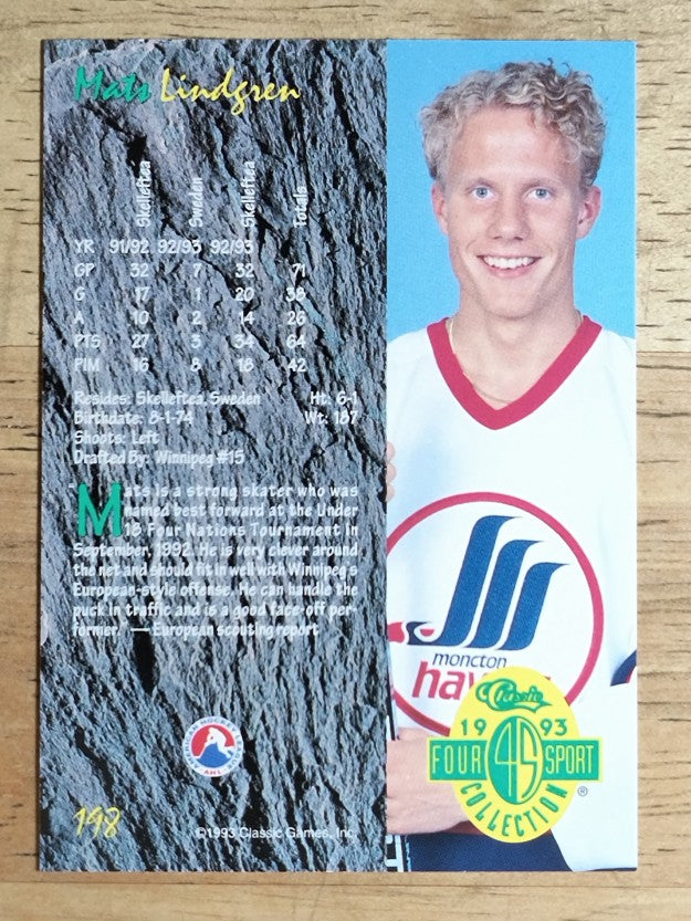 1993 Classic Four Sport #198 Mats Lindgren