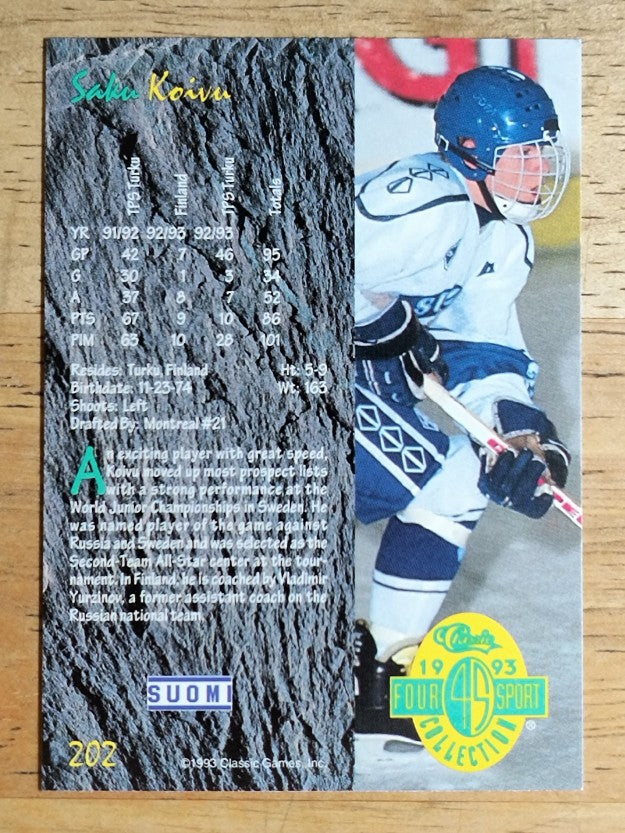 1993 Classic Four Sport #202 Saku Koivu