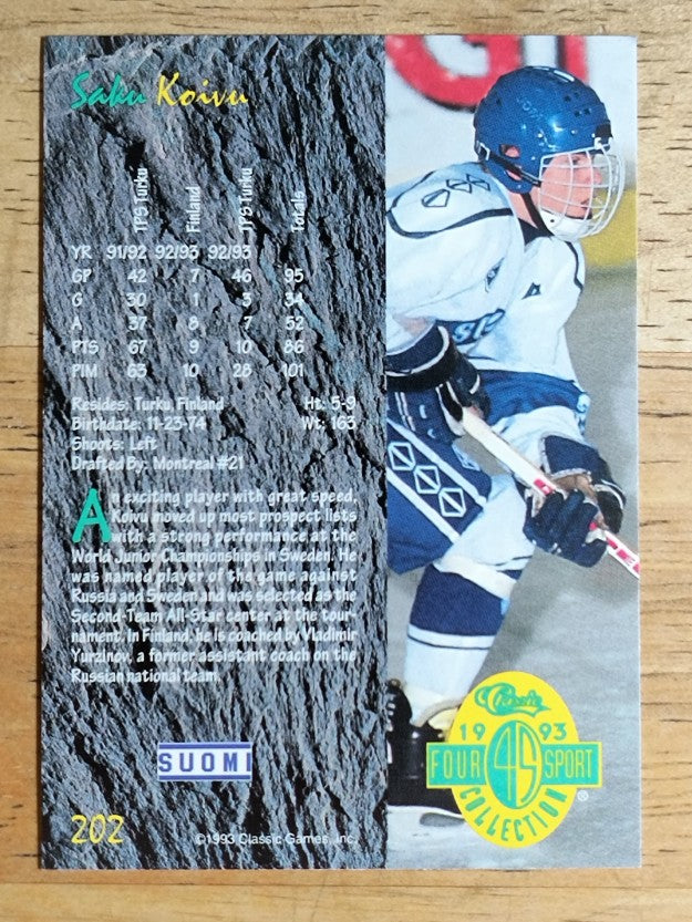 1993 Classic Four Sport #202 Saku Koivu