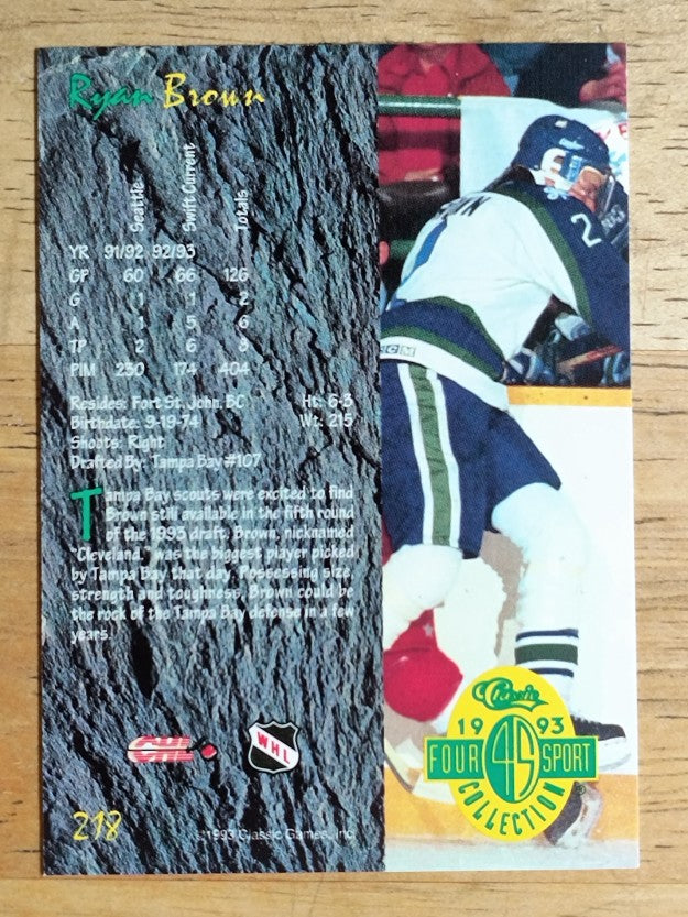 1993 Classic Four Sport #218 Ryan Brown
