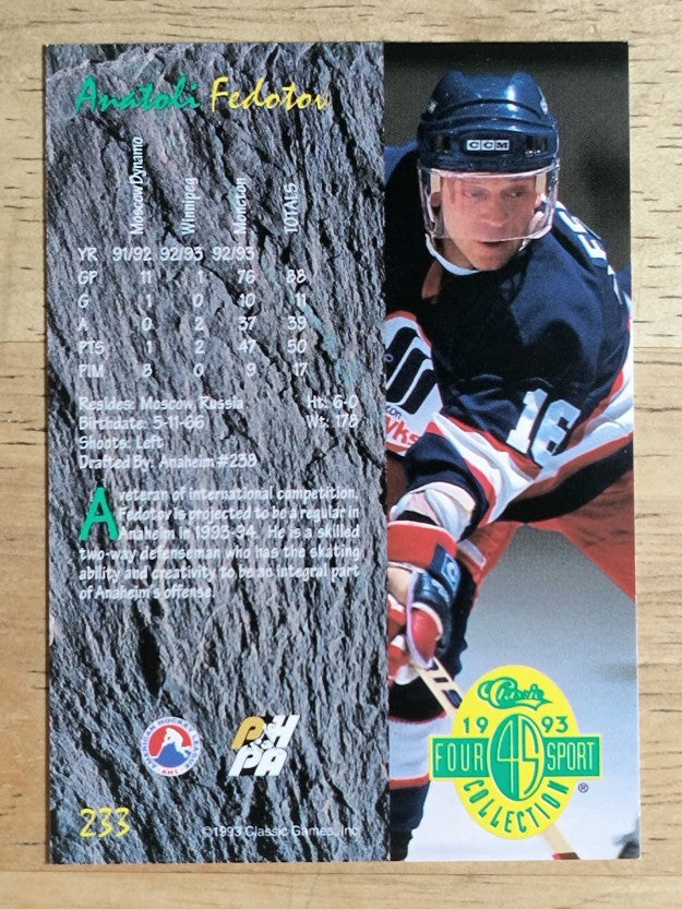 1993 Classic Four Sport #233 Anatoli Fedotov