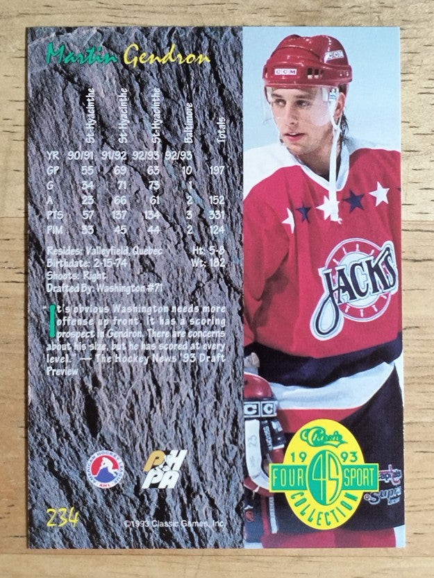 1993 Classic Four Sport #234 Martin Gendron