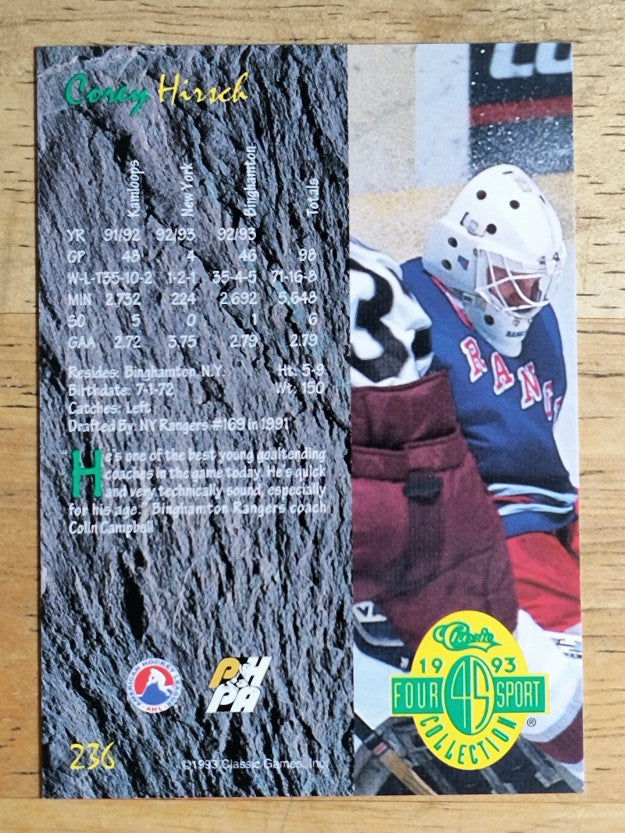 1993 Classic Four Sport #236 Corey Hirsch