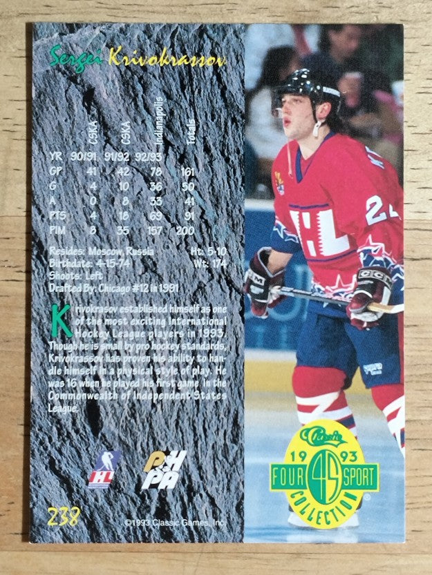 1993 Classic Four Sport #238 Sergei Krivokrasov