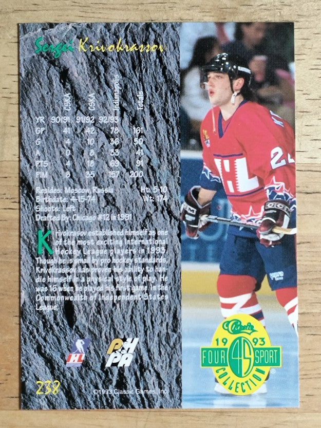 1993 Classic Four Sport #238 Sergei Krivokrasov