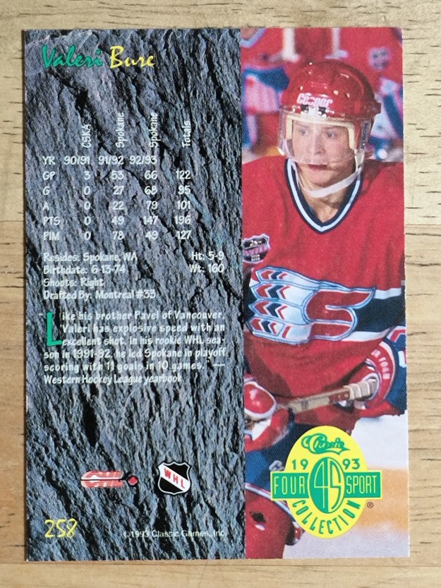 1993 Classic Four Sport #258 Valeri Bure