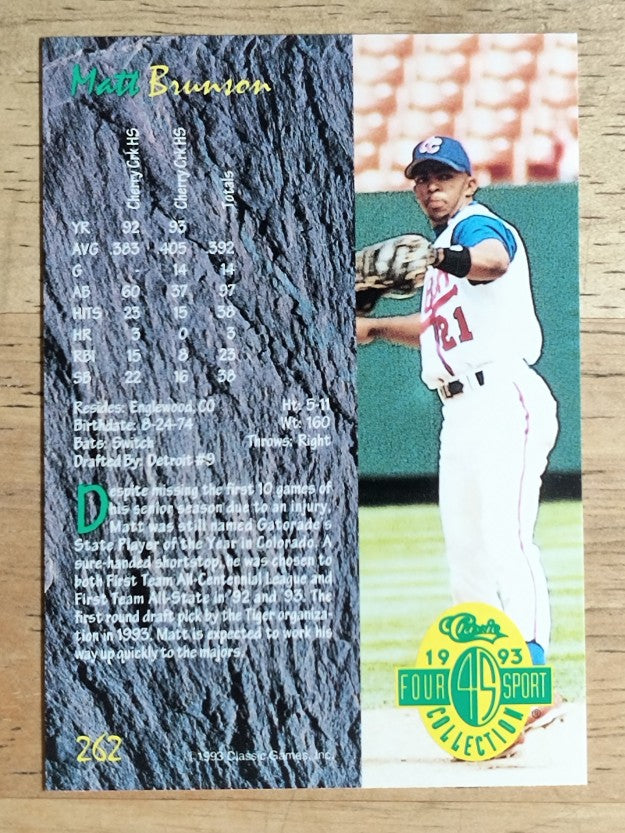 1993 Classic Four Sport #262 Matt Brunson