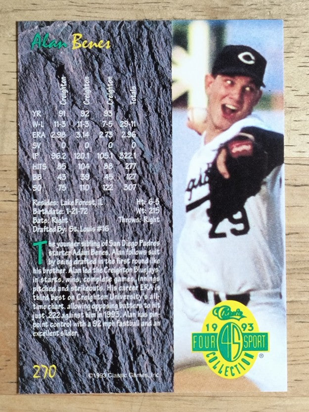 1993 Classic Four Sport #270 Alan Benes