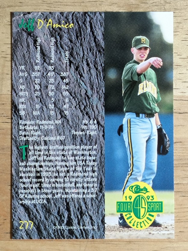 1993 Classic Four Sport #277 Jeff D'Amico IF