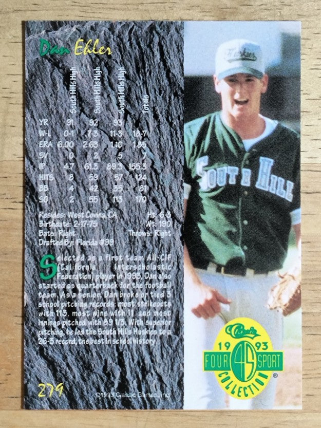 1993 Classic Four Sport #279 Dan Ehler