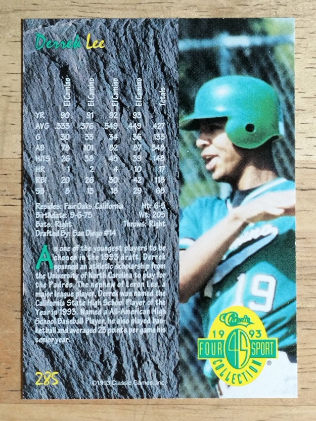1993 Classic Four Sport #285 Derrek Lee