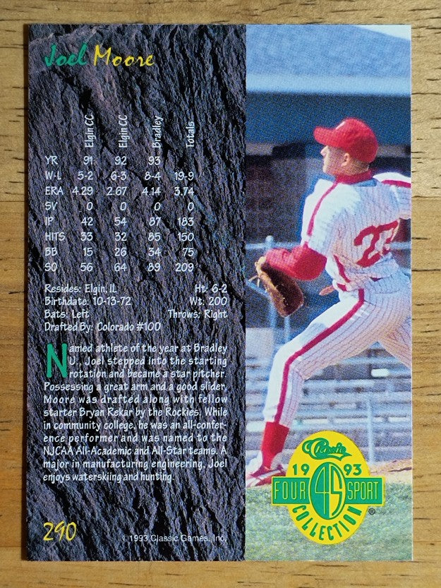 1993 Classic Four Sport #290 Joel Moore