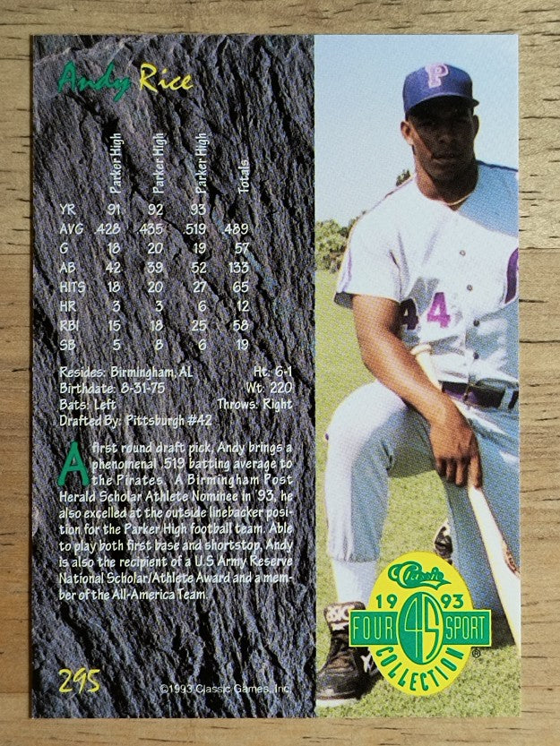 1993 Classic Four Sport #295 Andy Rice