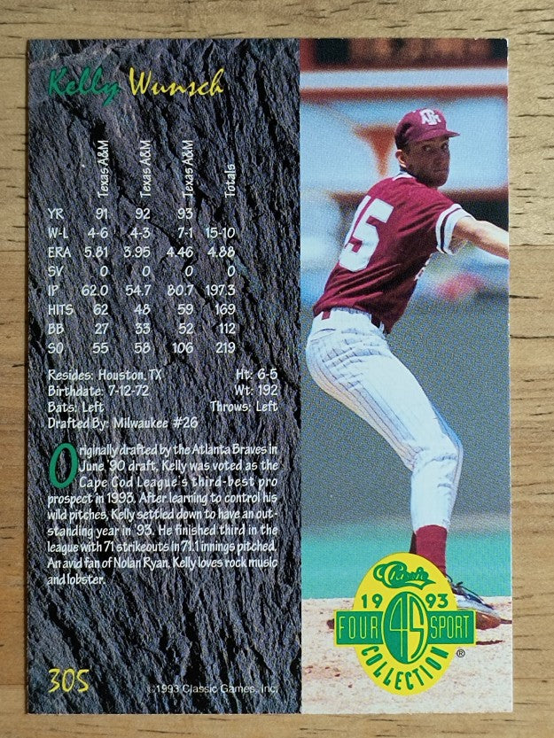 1993 Classic Four Sport #305 Kelly Wunsch
