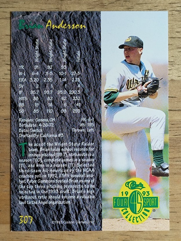 1993 Classic Four Sport #307 Brian Anderson
