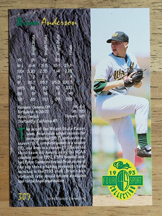 1993 Classic Four Sport #307 Brian Anderson