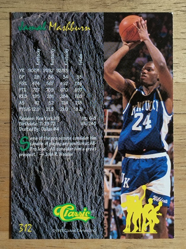 1993 Classic Four Sport #312 Jamal Mashburn JWA