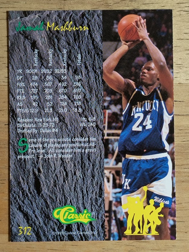 1993 Classic Four Sport #312 Jamal Mashburn JWA