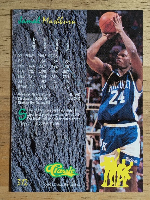 1993 Classic Four Sport #312 Jamal Mashburn JWA
