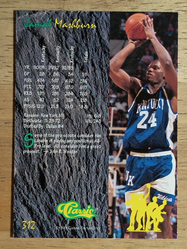 1993 Classic Four Sport #312 Jamal Mashburn JWA