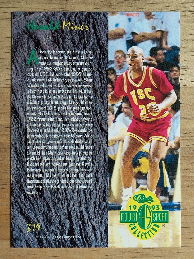 1993 Classic Four Sport #319 Harold Miner ART