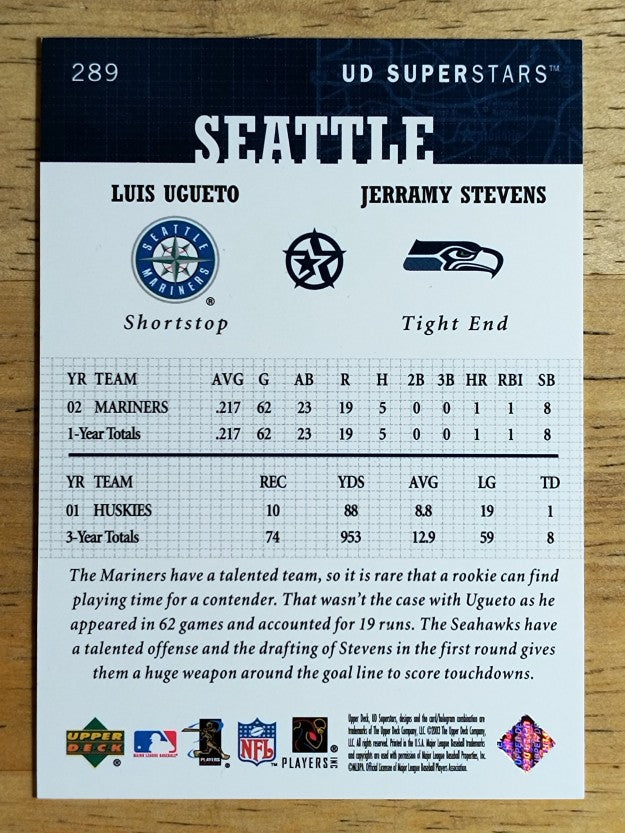 2002-03 UD SuperStars #289 Luis Ugueto/Jerramy Stevens