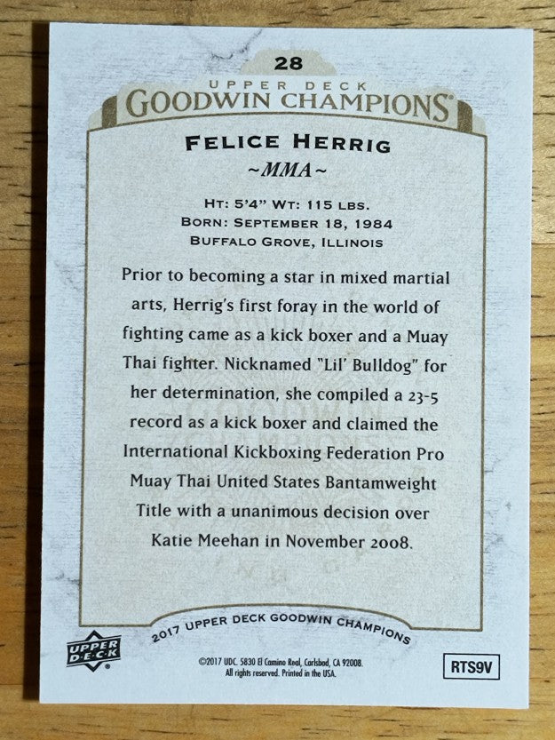 2017 Upper Deck Goodwin Champions #28 Felice Herrig