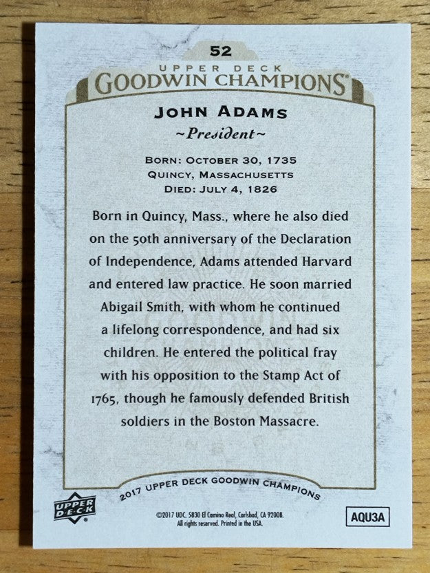 2017 Upper Deck Goodwin Champions #52 John Adams