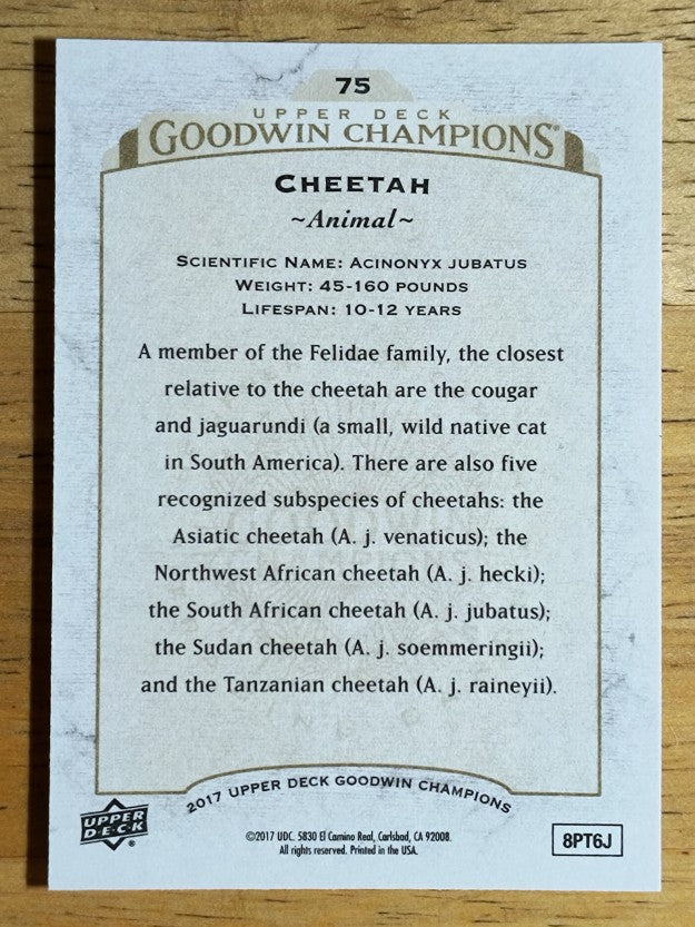 2017 Upper Deck Goodwin Champions #75 Cheetah