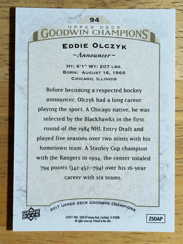 2017 Upper Deck Goodwin Champions #94 Ed Olczyk