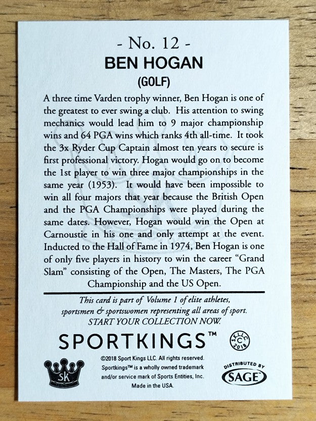 2018 Sportkings #12 Ben Hogan