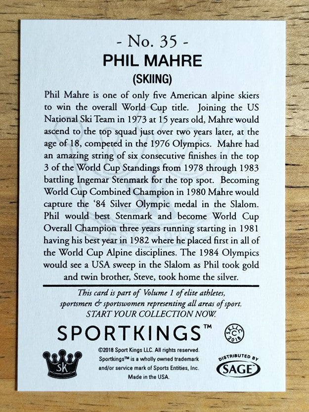 2018 Sportkings #35 Phil Mahre