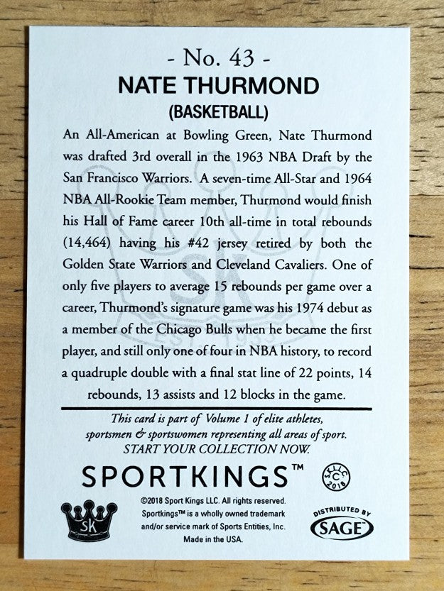 2018 Sportkings #43 Nate Thurmond