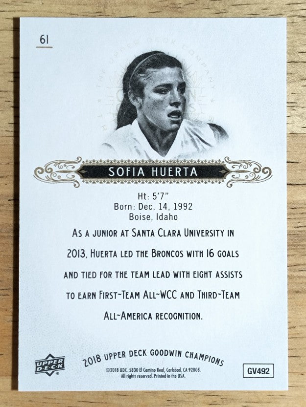 2018 Upper Deck Goodwin Champions #61 Sofia Huerta