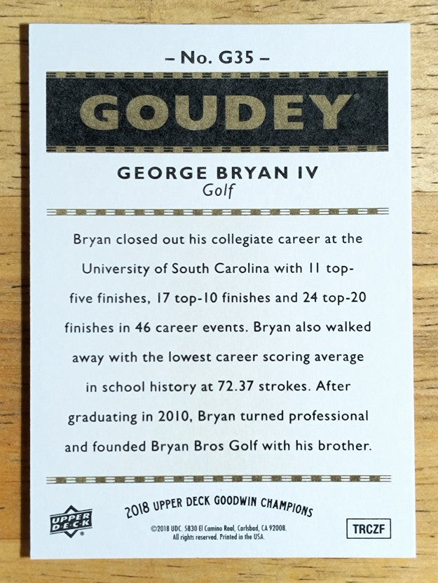 2018 Upper Deck Goodwin Champions Goudey #G35 George Bryan IV