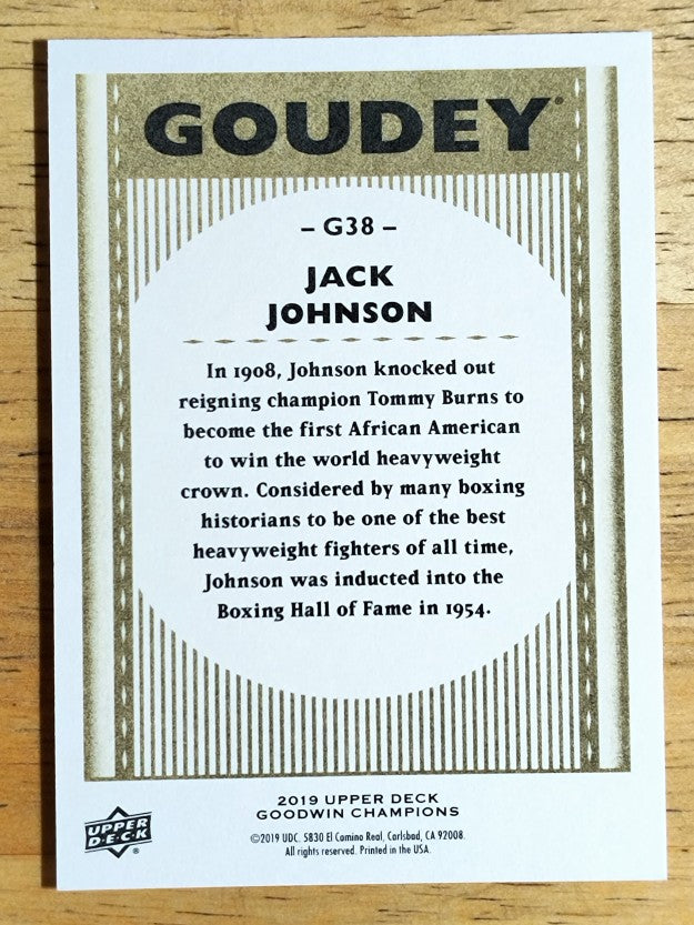 2019 Upper Deck Goodwin Champions Goudey #G38 Jack Johnson