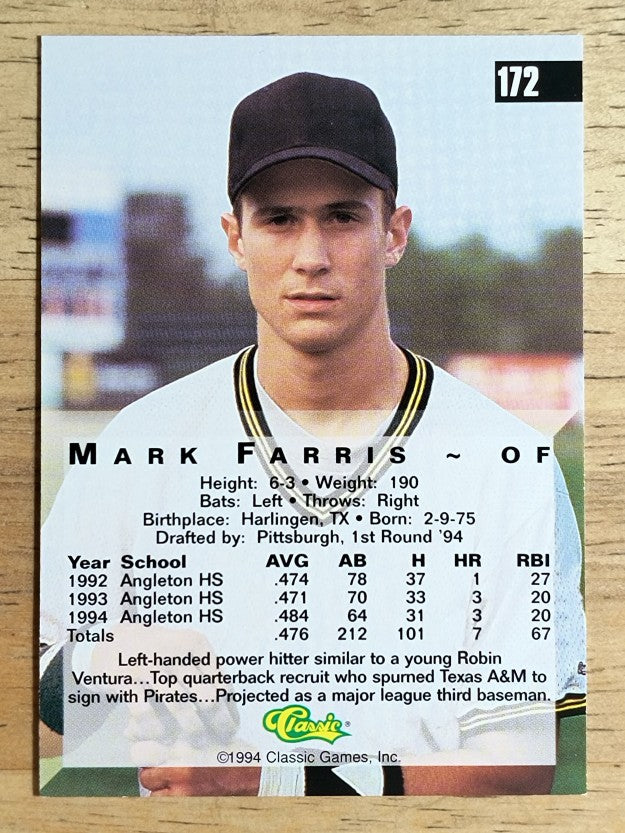 1994 Classic Four Sport #172 Mark Farris