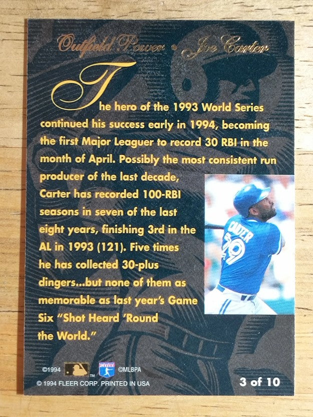 1994 Flair Outfield Power #3 Joe Carter