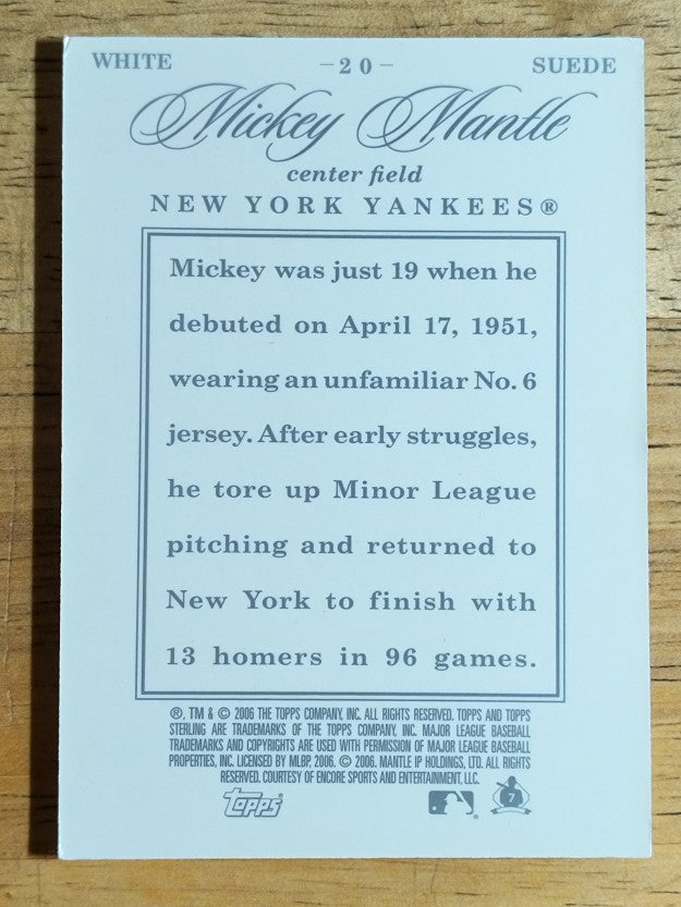 2006 Topps Sterling Framed White #20 Mickey Mantle
