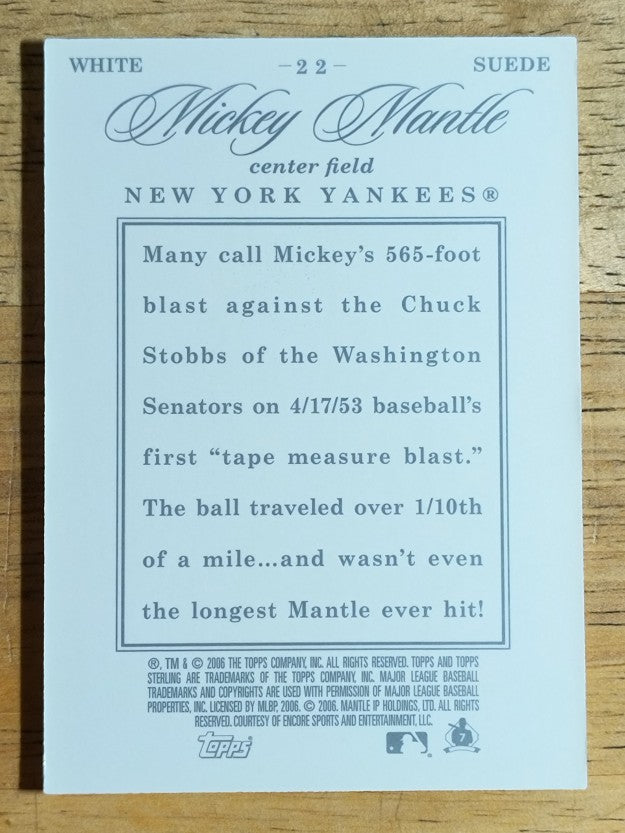 2006 Topps Sterling Framed White #22 Mickey Mantle