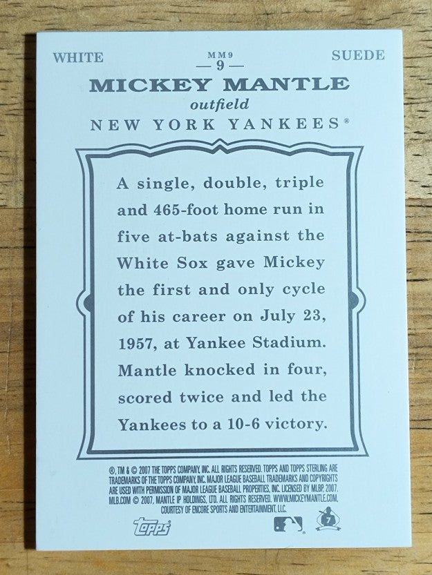 2007 Topps Sterling Framed White Suede #9 Mickey Mantle