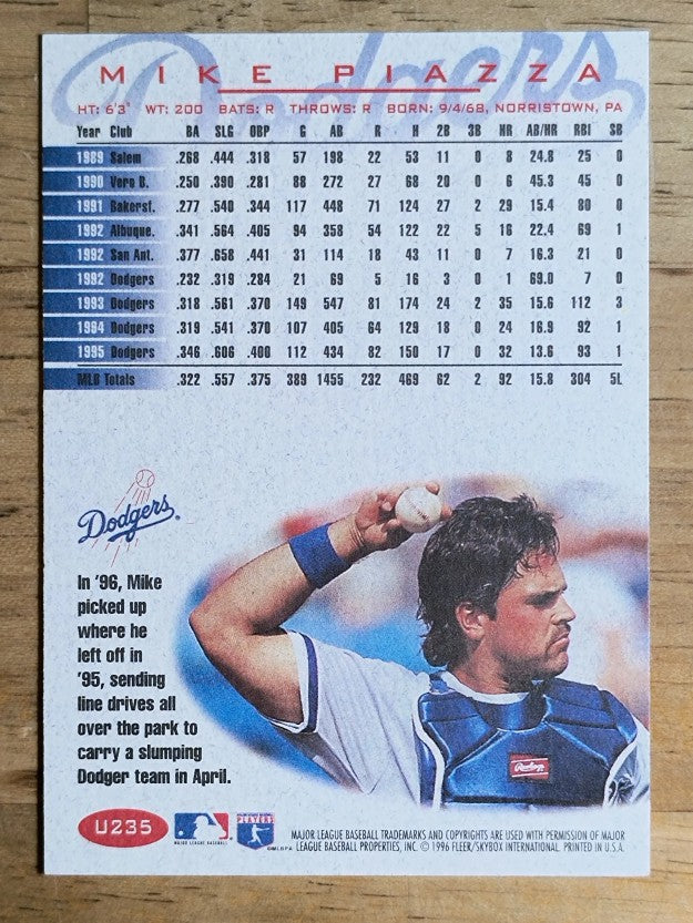 1996 Fleer Update #U235 Mike Piazza ENC