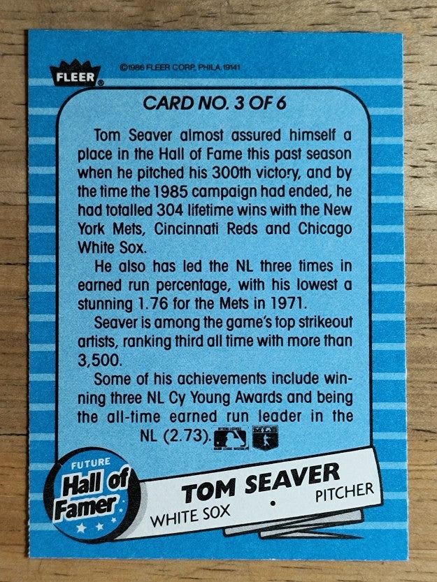 1986 Fleer Future Hall of Famers #3 Tom Seaver