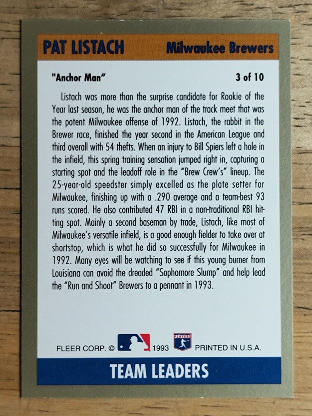 1993 Fleer Team Leaders #AL3 Pat Listach
