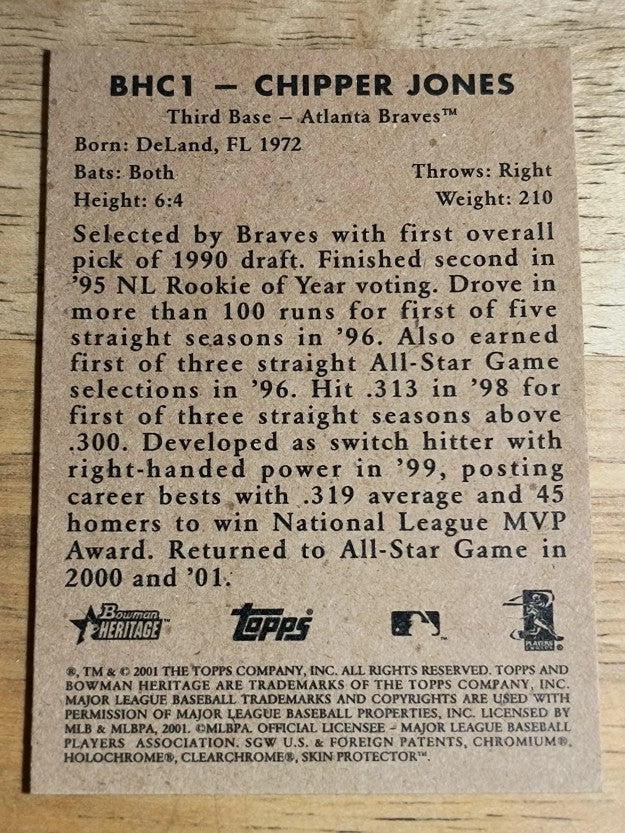 2001 Bowman Heritage Chrome #1 Chipper Jones