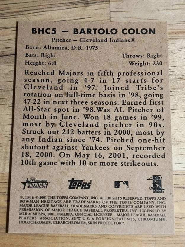 2001 Bowman Heritage Chrome #5 Bartolo Colon
