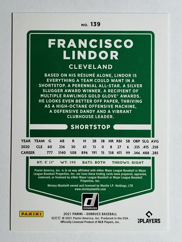 2021 Donruss Variations #139 Francisco Lindor