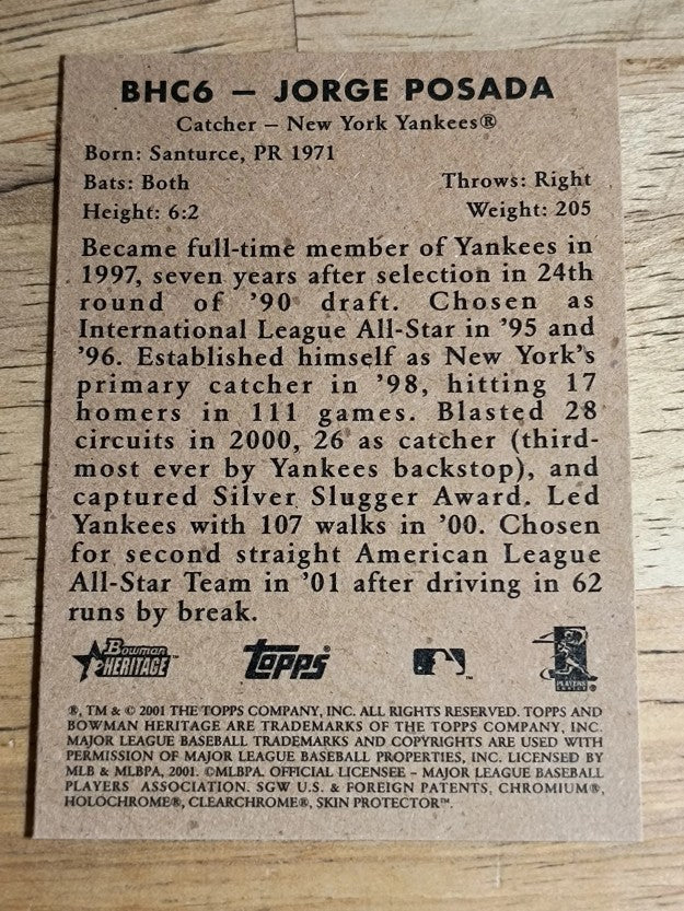 2001 Bowman Heritage Chrome #6 Jorge Posada