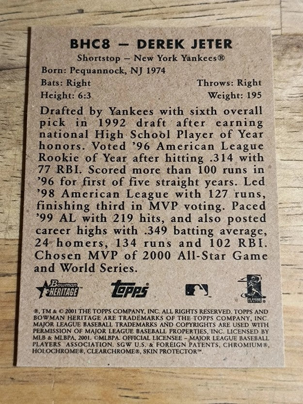 2001 Bowman Heritage Chrome #8 Derek Jeter
