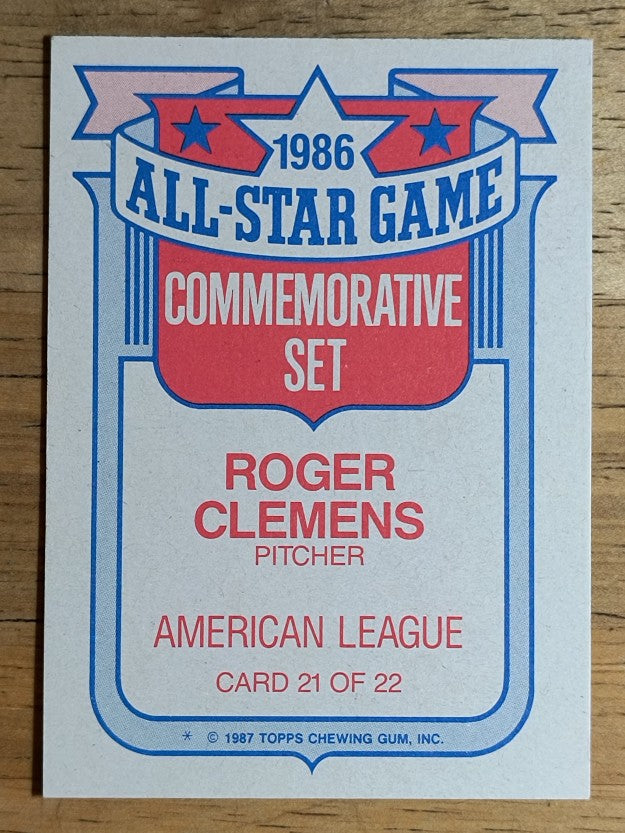 1987 Topps Glossy All-Stars #21 Roger Clemens